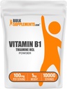 BulkSupplements Tiamine HCl Powder - Tiamine Hydrochloride, B1 Vitamin, Tiamine B1 Supplement, Tiamine 100mg - Thuten Free, 100 mg per Serving, 1 kg (2,2 lbs) (opakowanie po 1)