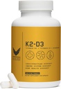 Wysoki poziom K2D3, witamina K2 & D3 Suplement z BioPerine Black Pepper, podwójny zespół działania na serce, kość, immunologiczne wsparcie, 5000 IU D3, 100 μg K2, wegetarianin, 60 Kapsułki wegetariańskie