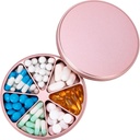 Metal Pill Organizer 7 Komory Pill Dispenser - Ciężki Pill Pudełko Pill wodoodporny pojemnik duży Codzienne Pill Case Medicine Holder for Medication Vitamin Fish Oils Supplements, 0.39lb (Pink)