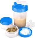 16oz Butelka shaker protein z Shaker Ball i 2 Słoiki Storage Reg 124; BPA- Free Plastic Cup z jasną skalą pomiaru 124; Idealny do mieszania białek i tabletek Reg 124; Przenośny pre- Workout Drink Cup Reg Blue