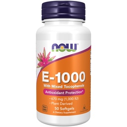 Teraz suplementy żywności, Witamina E- 1000 IU Mieszane Tokoferole, Antyoksydant Protection *, 50 Softgels