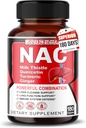 Suplement Nac N- Acetyl- L- Cysteina - Ulepszony cieśniną mleczną + Quercetin dla optymalnej odporności, układu oddechowego, wellness wątroby (180 liczenie (opakowanie po 1))