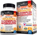 Witamina B Kompleks z witaminą C dla maksymalnej absorpcji - Metylokobalamina b12 & Folate Folic Acid Supplement - B1 B2 B3 B5 B6 B7 B9 dla immunologicznej energii i wsparcia układu nerwowego - Non-GMO, 60 liczba