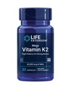 Life Extension Mega Vitamin K2 High Potency for Strong Bones, clinically studied 45 mg K2 dosage, promotes healthy bone density, gluten-free, non-GMO, 30 capsules