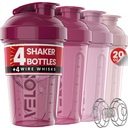 VELOMIX - 4 opakowania - 20 butelek do shakera białkowego OZ do mieszania białek, shaker cups do shake 'ów protein, Small Shaker Bottle Pack, Shaker Cup, Shaker for protein Shakes (Berry Blend)
