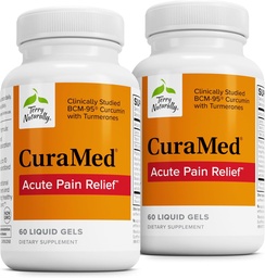 Terry Natural CuraMed Ostry Ból Relief - Suplement z BCM- 95 Kurkumina & BOS- 10 Boswelia - Black Seame Seed Oil to Support Relief of Ocasional Discomfort - 60 Płynne żele (Opakowanie 2)