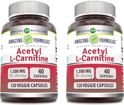 Amazing Supples Acetyl L- Carnitine 1500 Mg Per Serving Veggie Capsules Supplement Equipment 124; Non-GMO Equipment 124; Gluten Free Equipment 124; Made in USA Equipment 124; Nadaje się dla wegetarian (120 Count) Equipment 124; Opakowanie 2