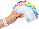 MUMI Mini Zipper Pouch Set - 7 małych jednorazowych przezroczystych zamków Zip Lock z napisanymi etykietami dla podróży, medycyny, makijażu, pigułek, małe kosmetyczne Pouches Organizator do torebki, Biuro, Magazynowanie tworzyw sztucznych