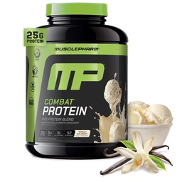 MusclePharm Combat Protein Powder, Vanilla Flavor, Fuels Muscles for Productive Workouts, 5 Protein Sources including Whey Protein Isolate & Egg Albumina, Gluten Free, 4 lb, 52 Servings