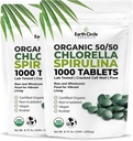 Premium Organic CHLORELLA / SPIRULINA 1000 Tablets (50 / 50) Kosher, Vegan - Green Algae Superfood, Cracked Cell Wall, Chlorophyll, Wysoka zawartość białka i żelaza, bez dodatków lub wypełniaczy 8.75 Oz (2 opakowania)