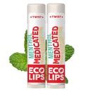 Eco Lips Certified Organic Medicated Lip Balm for Cold Sores & Fever Blisters z Menthol, Tea Tree i Lemon Balm 2 pack by Eco Lips 100% Natural. Wyprodukowane w USA