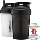 Hydra Cup ProFlow Shaker Butelki do shakera proteinowego 124; Protein Shaker Cups z whiskey Ball, Leak- Proof Lid, Ukryte Carry Handle 124; BPA- Free Gym Mixer dla proszku proteinowego, Mieszanie suplementów (2 Pack z whisky Power)