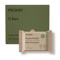 ProMix Nutrition Protein Puff Bars - Mint Chocolate- Marshmallow Crispy Treat - Great Tasting & Healthy On The Go Snack - Wysokie białko & niskie Calorie -Free From Gluten, Soy, & Corn - 12 Bary
