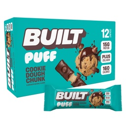 Built Bar, Puff Protein Bars, Cookie Dugh Chunk Puff, 15 g Protein Snacks, On- The- Bary, Tylko 160 Calories, 8g Sugar, Collagen, Nie Gluten Free, 12 Hrabia