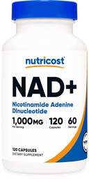 Nutricost NAD + Suplement 1,000mg na Podawanie, 120 Kapsułek (Nikotynamid Dinukleotyd Adeniny) - 60 Sług, Bezglutenowy, Wegan