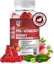 Pure Natural Pre- Trening Gummies z ekstrakt z jednowodzianu i zielonej kawy - Energia, Focus, Endurance Boost, Strawberry Flavor, 60 Gummies