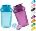 Butelka shaker Protein Shakes i 16- unce / 400ML Shaker- Butelka z whisky kulki, non- BPA plastik (niebieski + fioletowy (2PCS))