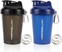 2 Butelki shaker do mieszania protein, 17 Oz Małe butelki shaker protein z uchwytem, Siłownia shaker Cups z mieszaną kulą do przedtreningu, BPA- Free & zmywarka sejf (czarny, niebieski)