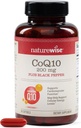NatureWise CoQ10 200mg + Black Pepper Softgels - Wysoka Wchłanianie Koenzym Q10 + Black Pepper - Przeciwutleniacz dla Heart Health + Cellular Energy - Wegan, Non-GMO, Gluten- Free - 90 Count [90- Day Supply]