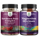 Nature Craft Bundle of Extra Strength Hawthorn Berry Kapsułki - Wyciąg trawienie i suplement zdrowia serca i czysty glicynian magnezu 400mg na serwowanie do snu i relaksacji nastroju