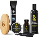 Beard Club Grooming Bundle: Trimmer for Men & Care Kit - obejmuje Cordless Electric Trimmer, Straight Edge Razor, Shampoo, Cedar Balm & Oil, Brush - 8 Przewodników, 45 Lengths
