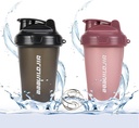 2 opakowania shaker butelka trzyma do 17oz, Mieszanie whisky z kulą, Przenośne pre Workout Drink Cup Protein, Mixes Cocktails shakes koktajle shakes, BPA Free & Zmywarka Sejf czarny / różowy