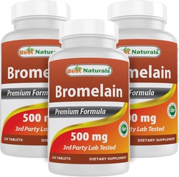 Best Naturals Bromelain 500 mg 120 tabletek (120 liczenie (opakowanie po 3))