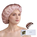 100% Jedwabny Bonnet dla Śpiących Kobiet Długie Włosy - Dwuwarstwowa Czapka Sen - Jedwabny Bonnet Sen z elastycznym Stay On Head (różowy, duży)