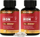 2 Pack Iron Supplement – Highly Absorbable Iron Bisglycinate Capsules for Adults, 120-Day Supply, Vegan, Non-GMO, Gluten-Free, Supports Energy & Overall Wellbeing