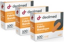 Dealmed Fabric Flexible Adhesive Bandages – 100 Count (3 Pack) Bandages with Non-Stick Pad, Latex Free, Wound Care for First Aid Kit, 3" x 3/4"