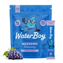 Waterboy Weekend Recovery Equipment 124; 3,187mg Electrolyte Powder Packets Equipment 124; Ginger + L- Theanine + Vitamin Equipment 124; No Sugar, All Natural, gluten Free Equipment 124; 24 Drink Stick Mixes (Grape)