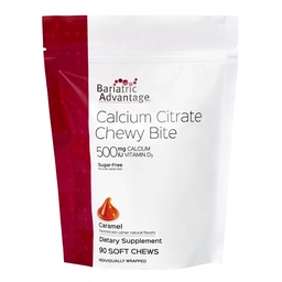 Bariatric Advantage Wapnia Citrate Chewy Bites 500 mg - Wysoko wchłaniany i spożywany - Witamina D3 - Łatwy do żucia suplement wapnia - Karmel Flavor - 90 Count