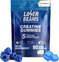 Jednowodzian Gummie dla kobiet i mężczyzn 5g Kreapure Creapure Creature per Serving - Wegan, Błękitny aromat malinowy - Boost wytrzymałość mięśni, Endurance, Recovery & Mental Focus (90 Gummies)