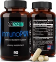 ELEAN Immuno PWR - wzbogacony cynkiem, selenem, aminokwasową lizyną i ekstraktem Astragalus Root dla syntezy kolagenowej, Thyroid Health, Mineral Support, Energy and Immune Health 90 Veg kapsułki.