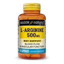 MASON NATURAL L- Arginina 500 mg z Calcium Supports Zdrowe krążenie i funkcje naczyniowe, Suplement tlenku azotu, 60 Kapsułki