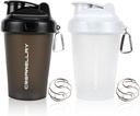2 Butelki shaker do mieszania białek, 17 Oz Małe butelki shaker protein z uchwytem, Siłownia shaker Cups z mieszaną kulą do przedtreningu, BPA- Free i zmywarka do naczyń sejf (czarny, biały)