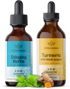 Zestaw ziołowy HERBAMAMA - Zestaw kropli ziołowych - Zegarek do kłucia 2 fl oz & Kurkumina Turmerowa nalewka 4 fl oz - Wegan, Non-GMO, Cukier i Alkohol - 2 opakowania