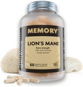 Lions Mane Supplement Kapsułki - Nootropowy Mushroom Supplement dla mózgu, pamięci i wsparcia immunologicznego 124; Fruiting Body Extract for Focus, Energia & Cognitive Wellness 124; 60 Kapsułki wegańskie