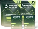 Nutrition On The Go Vegan Protein Powder Packets with Creatine – 20g Plant Proteins + 5g Creatine – Single-Serve Travel Protein Powder – All-Natural, Gluten-Free – Vanilla – (30-Pack)