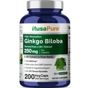 NusaPure Ginkgo Biloba 50: 1 Extract, 250 mg Equivalent to 12,500 mg per Veggie Caps 200 Capsules (Vegetarian, Non-GMO, Vegan) Bioperine
