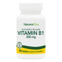 Natury Plus Witamina B1 (Tiamin HCI), Trwałe uwalnianie - 300 mg, 90 Tabletki wegetariańskie - Bezglutenowe - 90 Słupki