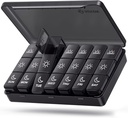 AUVON Cotygodniowy Pill Organizator 3 razy dziennie, Duży Pill Box 7 dzień z Dual Protection for Travel, Black Pill Case for Privacy Protection, Light- proof Pill Container for Medications, Witaminy, Oleje rybne
