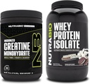 Monowodzian NutraBio Creatine, Izolat nieflaworyczny, 300g i ser białkowy, Dream z lodami Cookie, Suplement Pasek - Energia mięśniowa, Lean Muscle Growth, Odzysk i Siła