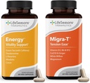 Migra- T z kofeiną - Migrena Prevention & Relief Supplement - Wsparcie dla ciężkich bólów głowy - Redukuje lekki dźwięk i czułość zapachu - 120 Kapsułki