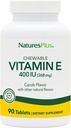 NaturesPlus Witamina E do żucia - 400 iu, 90 Tabletki wegetariańskie - Natural Carob Flavor - Zdrowe funkcje sercowo-naczyniowe, Free- Radykalna Obrona & Ogólna Dobrostan - Gluten- Free - 90 Sługi