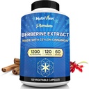 Żywotna żyłka Premium Berberine HCL 1200 mg z Ceylon Cynamon - 120 Kapsułki: Wysokowchłanianie Berberyna Suplement dla Defenses, Trawienie, & Metabolizm