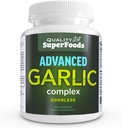 Zaawansowany kompleks czosnkowy - Quality SuperFoods (100ct) Kompleks o maksymalnej wytrzymałości zawiera mieszankę czosnku bezogonowego (Allium sativum), pietruszki (petroselinum crispum) i chlorofilu.