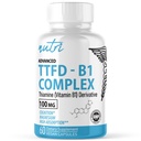 Fuzje Nature TTFD Tiamine B1 Supplement - 100mg 60 Servings - with 8mg Magnez - No Toxic Fillers - TTFD Tiamine Tetrahydrofurfuryl Disulfide - Third Party Lab Tested - Nutri Supplements