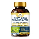 Organiczne Veda Ginkgo Biloba Turmeric Bacopa Suplement mózgu dla pamięci, nastrojów i ostrości z Ashwagandha - Koncentracja, Energia & Booster mózgu, Zdrowe połączenia i wsparcie cyrkulacyjne - 60 Vegan kapsułki