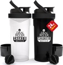 DAN RIVER 2-Pack Shaker Butelka Biżuteria 124; 24oz Plastic Protein Shaker & Mixer Biżuteria 124; Twist & Lock Design for Smoothies & Protein Mieszaniny Biżuteria 124; Trwałe, Leak- Proof, Łatwe do czyszczenia 124; Przezroczyste i czarne butelki Shaker dla siłowni